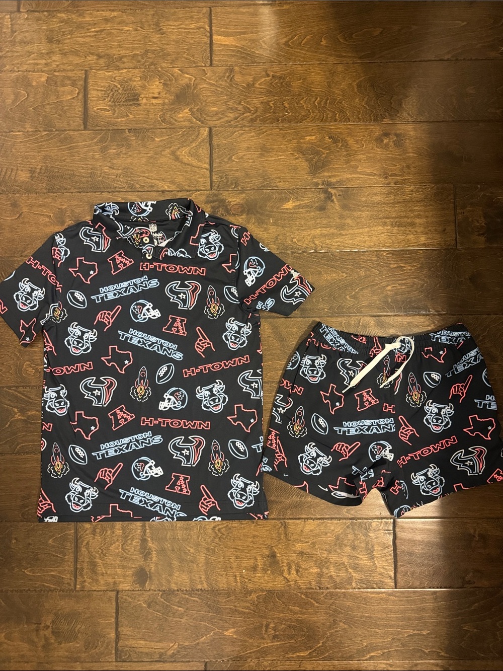 Kids Black Houston Texans Logo Swim Set